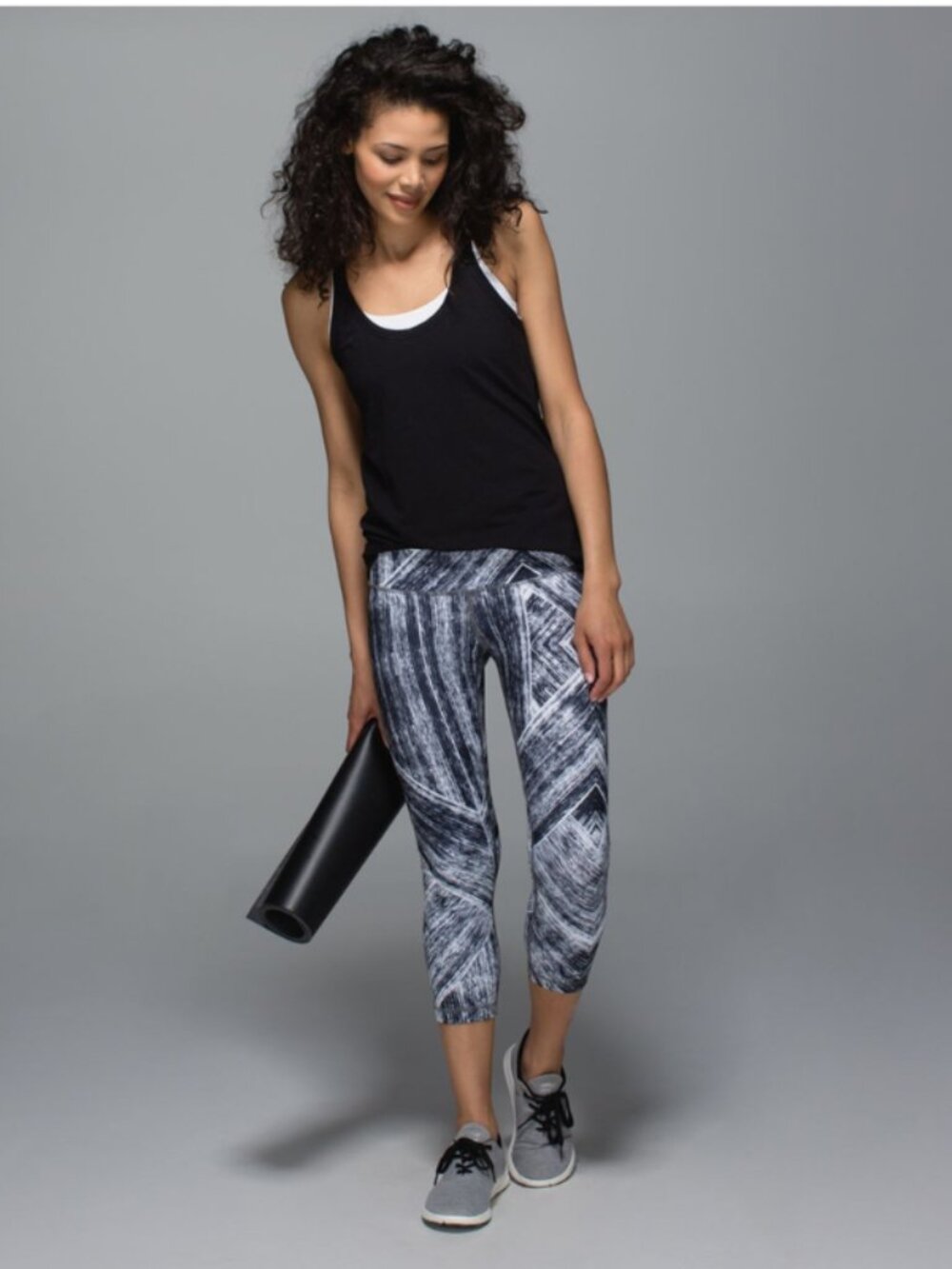 Lululemon Wunder Under Crop II Full-On Luon in Heat Wave White Black
